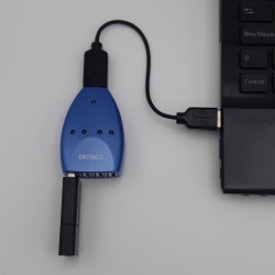 Hub USB 4 puertos Azul. Detalle uso