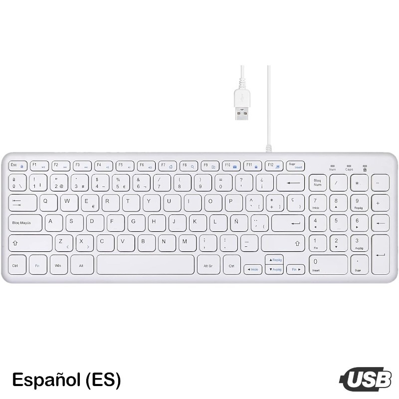 Teclado Compacto Multimedia USB Perixx 213 Blanco (ES)