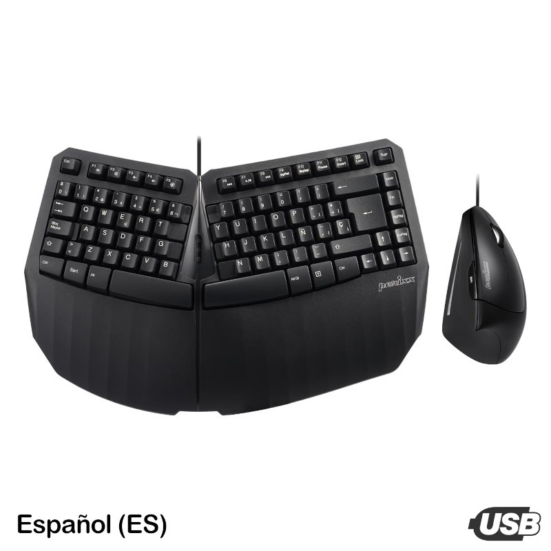 Teclado Ergonómico + Ratón USB Perixx 413 (ES)