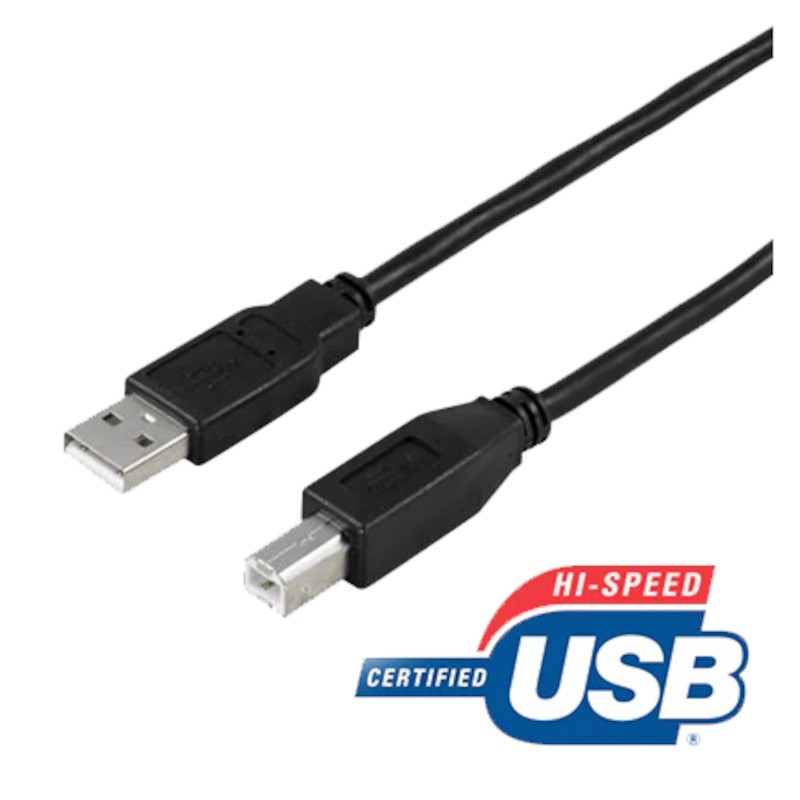 Cable USB 2.0 Tipo-A(m) ↔ Tipo-B(m) negro