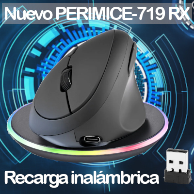 Raton ergonomico perixx recarga inalambrica